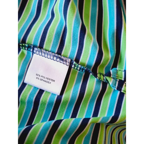 Men's peter Millar Polo Shirt, L, Green & Blue stripe golf summer comfort - Picture 5 of 5